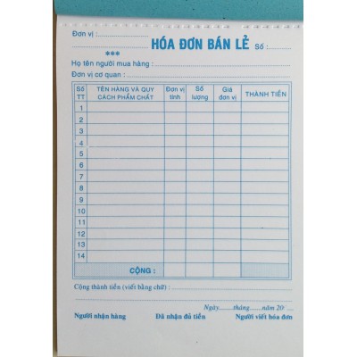 H&#243;a đơn lẻ - 1li&#234;n ( 80 tờ) tốt 